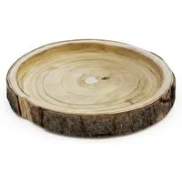 Spetebo Dekotablett Echtholz Baumscheibe mit gefräster Vertiefung - 28-30 cm (Anzahl, 1 St., Stück), ideal für Dekorationen