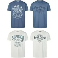 riverso T-Shirt Herren Printshirt RIVLeon Regular Fit (4-tlg) Kurzarm Tee Shirt mit Rundhalsausschnitt aus 100% Baumwolle