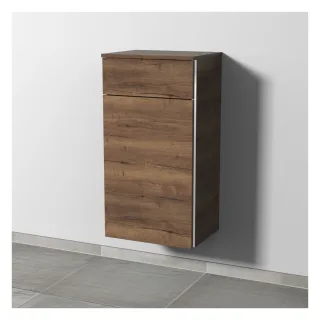 Sanipa 3way Mittelschrank mit 1 Auszug und 1 Wäschekorbklappe, Eiche-Tabak, BR15450 BR15450