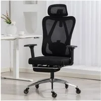 AMBINESS Bürostuhl Schreibtischstuhl, verstellbare Armlehnen & Kopfteil, 6 Modelle (Ergonomisch, stufenlos verstellbare Lendenstütze), inkl. 2 Rollensets, bis 150kg