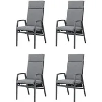 Gardissimo Gartenstuhl 4 er Set Vigo Lounge Stuhl Dining Alu Move Stapelstuhl (Spar-Set, 4 St), verstellbare Rückenlehne wetterfest stapelbar 120 kg Tragkraft
