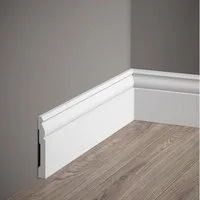 PROVISTON Sockelleiste Polystyrol, 12 x 94 x 2000 mm, Weiß, Kunststoff Fußleiste