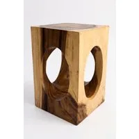 FaHome Beistelltisch Holz – Couchtisch Blumenhocker Hocker - (Eckig mit O-Ausschnitt Suarholz - 45x30x30 cm), Handgefertigt
