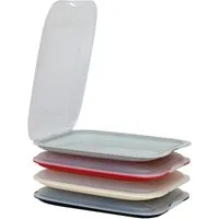 Engelland Frischhaltedose Aufschnittdosen, Aufschnittbox, PP-Kunststoff, BPA-frei, (Vorteils-Set, 4-tlg., mit transparentem Deckel), stapelbar, platzsparend, Ordnung im Kühlschrank, Organizer, Stapelbox