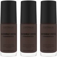 Catrice Foundation INVISIBLE COVER FOUNDATION, 3er Pack, mit langanhaltendem Finish