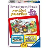 Ravensburger Puzzle Bagger, Traktor und Kipplader. My first puzzle - Rahmenpuzzle 3 x 6..., 19 Puzzleteile