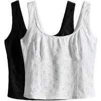 The Set Trägertop The Set Jersey-Trägertops, Lochstickerei, 2er-Pack (2-tlg)