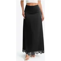 Imily Bela Maxirock Damen Maxirock aus Satin mit Spitzenrand (Packung, 1-tlg., 1per-Pack) mit Spitzen