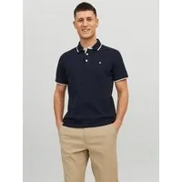 Jack & Jones Poloshirt JJEPAULOS Poloshirt mit klassischem Kragen und figurbetonter Form Logostickerei, modisch, schmal, Baumwolle, Polokragen