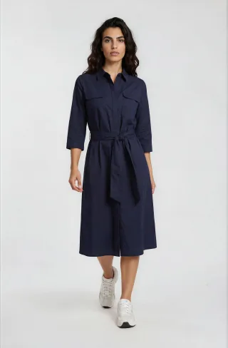 Milano Italy - shirtdress 3/4 sleeve chest pocket navy - Gr. - 40