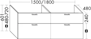 Burgbad Waschtischunterschrank System 30 Preisgruppe 1 Aqua 601x1500x480 Eiche Dekor Silber WYII150F6319