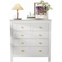 Merax Kommode mit fünf Schubladen und goldenen Metallgriffe, Schubkastenkommode,Sideboard,Wohnzimmerschrank