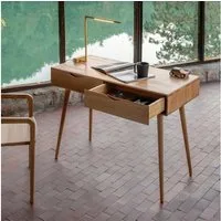 Mobello Schreibtisch Massiver Eichenholz Bürotisch, Moderner Computertisch & Holztisch, 110x50x80 cm