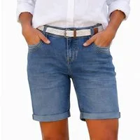 SUBLEVEL Bermudas (1-tlg) SUBLEVEL Damen Jeans Bermuda – Blau Jeans-Shorts mit Gürte