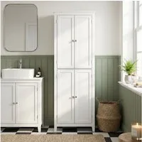 HOMCOM Badkommode Badezimmerschrank mit Türen (Set, 1 St., 1), Schmaler Hochschrank, verstellbare Böden