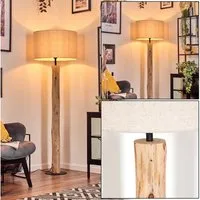 hofstein Stehlampe Stehlampe aus Holz/MetallStoff in Natur/Schwarz/Beige, ohne Leuchtmittel, skandinavische Design Leuchte, Schirm (50 cm) u. Fußschalter, 1x E27