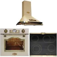 Kaiser Küchengeräte Backofen-Set Herd Set Autark Elektro Einbaubackofen, Teleskop-System, 67L, 8 Funktionen, 60 cm mit Exklusives Autarkers High Light Glaskeramik Kochfeld 60cm+Exklusive Designer Retro Abzugshaube 910 m³/h EH 6355 ElfEm+KCT 6185 Em+ 