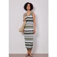 STREET ONE Strickkleid mehrfarbiges Zick-Zack-Muster, ärmellos körpernah geschnitten