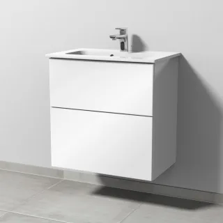 Sanipa 3way Waschtischunterbau zu Duravit ME by Starck Waschtisch mit 2 Auszügen, Weiß-Glanz SF72278