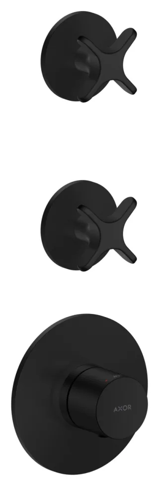 Hansgrohe Thermostatmodul Unterputz AXOR One für 2 Verbraucher mit Kreuzgriff mattschwarz, 4871267 48712670