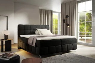 Boxspringbett Schlafzimmerbett SOPHIE 160x200cm Stoff Salvador Schwarz
