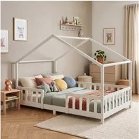 en.casa Kinderbett, »Treviolo« Haus-Optik Montessori 120x200 cm Weiß