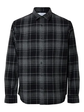SELECTED MEN - SLHREG-OWEN FLANNEL MIX SHIRT LS black - Gr. - M