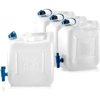 BigDean Kanister 4x Wasserkanister 12l Trinkwasserbehälter Trinkwasserkanister mit Hah (Set, 4 St., Kanister), Lebensmittelecht, Temperaturbeständig -20 bis +70 °c