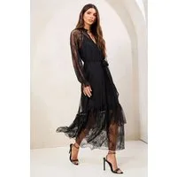 LIPSY Midikleid Lipsy Midikleid mit Spitze und Rüschen, Regular (1-tlg)