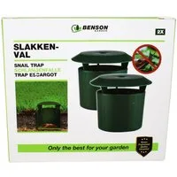BENSON Lebendfalle 2er-Set getarnte Schneckenfalle aus Kunststoff für Rasen & Garten, mit Gift bestückbar