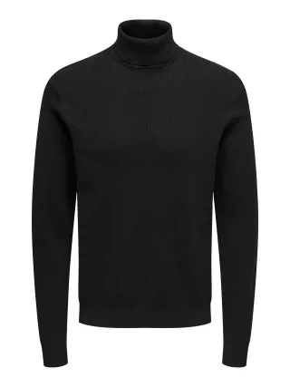 ONLY&SONS - ONSPHIL REG 12 STRUC ROLL NECK KNIT black - Gr. - S