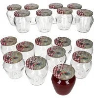 MamboCat Einmachglas Mambocat 20er Set Marmeladengläser 212 ml Holz-Herz Rot Beeren Deckel, Glas