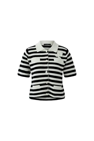 Oui - Strickjacke white black - Gr. - 44