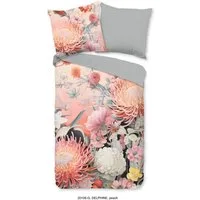 good morning Wendebettwäsche Delphine, Renforcé, 2 teilig, 100% Baumwolle, Renforcé, Reißverschluss, Wendeoptik, Blumen, Pfirsich