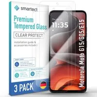 smartect Displayschutzglas Schutzglas Panzerfolie Klar für Motorola Moto G15/ G05/ E15, Set, 3 Stück, Schutzfolie Glasschutz Bildschirm