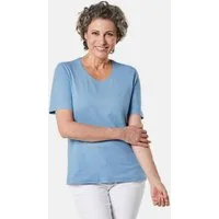 GOLDNER T-Shirt Basic Baumwollshirt mit kurzem Arm Rundhals-Shirt, hüftlang, aus reiner Baumwolle