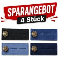 Ware aus aller Welt Bunddehner 4er Set Hosenbund-Erweiterung 8,2 × 3,6 cm Bundweite flexibel anpassen (4-tlg), Jeansknopf-Erweiterung Hosenweiterer Hosenbund-Verlängerung
