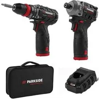 PARKSIDE PERFORMANCE® Akku-Drehschlagschrauber 12V Bohrschrauber PBSPA + Schlagschrauber PDSSAP + 2x Akku 2 Ah