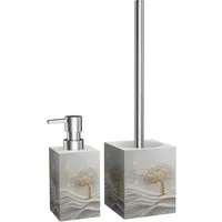Sanilo Badaccessoire-Set Tree of Life, WC-Bürste und Seifenspender, 2 tlg., 2-tlg., auswechselbarer Bürstenkopf, stabile Pumpe, hochwertig & modern