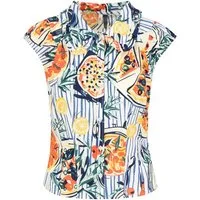Blutsgeschwister Hemdbluse - Damen Blusentop mit Kragen - Sommerbluse gemustert - Kurzarm Bluse
