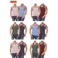 Cocain underwear Unterhemd Farbiges Herren Unterhemd Feinripp Vollachsel Baumwolle Hemd bunt (Packung, 12-St) produziert in Europa, farblich abgesetzte Träger und Halsausschnitt