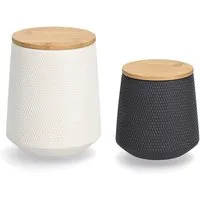 Zeller Present Vorratsdose, Bambus, Keramik, (Set, 2-tlg., 580ml, Ø 11 x 11,4 cm, 1080ml, Ø 13 x 15,4 cm), edles Design, Bambus/Keramik, 580/1080 ml