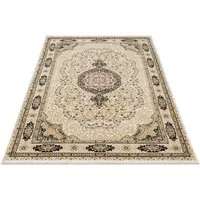 Carpetilla Designteppich Designer Wohnzimmer Carpetilla Asfahan Orientalisch Knochenfarbe, Rechtetig, Höhe: 13 mm, Kurzflor