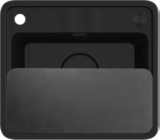 Neuesbad 1-Becken Granitspüle 440X500X229 Schwarz, mit SPACE SAVER Schwarz NB1DEZKMN1031