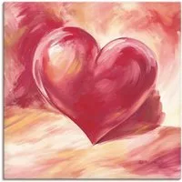 Artland Wandbild Rosa/rotes Herz, Herzen (1 St), als Leinwandbild, Poster in verschied. Größen