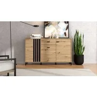 Home affaire Sideboard LAVAL, Kommode, Kombikommode, Anrichte, Schrank, Modernes Sideboard in Artisan, 3 Türen & 1 Schublade, Lamellen-Optik