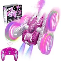 SUMEAUT RC-Auto RC Spider Auto Pink 4x4 (Spielzeug-Stuntauto mit Zubehör und Akku, RC Stunt Car Set mit LED und Sprühfunktion), 4WD RC Auto mit LED, Sprühnebel & 360° Stuntfunktion