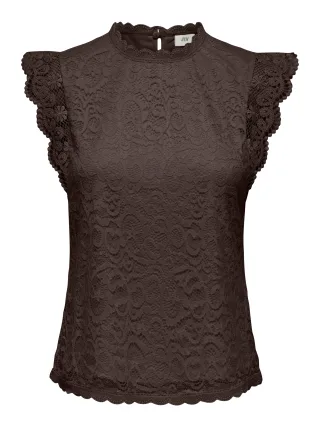 JDY - JDYLOTAS S/L LACE TOP JRS NOOS Chicory Coffee - Gr. - L