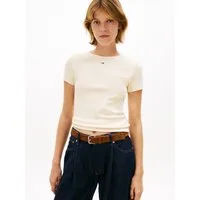 Tommy Jeans Kurzarmshirt TJW ESSENTIAL RIB SHORT SLEEVE EXT Baumwollmischung in gerippter Struktur, Slim Fit