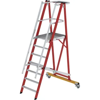 Munk Plattformleiter GFK/Alu klappbar und fahrbar mit GFK-Handlauf - 036327